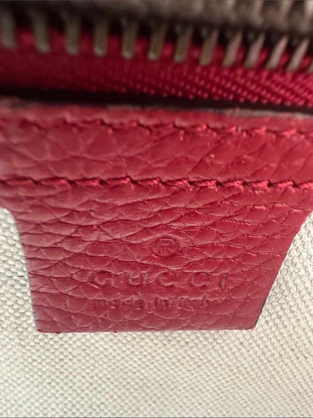 Gucci Red Leather Top Handle Satchel with Gold Double G - Picture 8 of 12